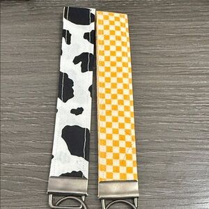 Reversible Cow Print and Checkered Keychain